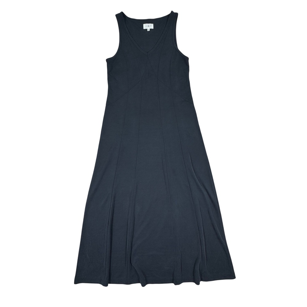 Lou & Grey Women's Maxi Dress Black XS Sleeveless V-Neck Seamed Modal Blend‎